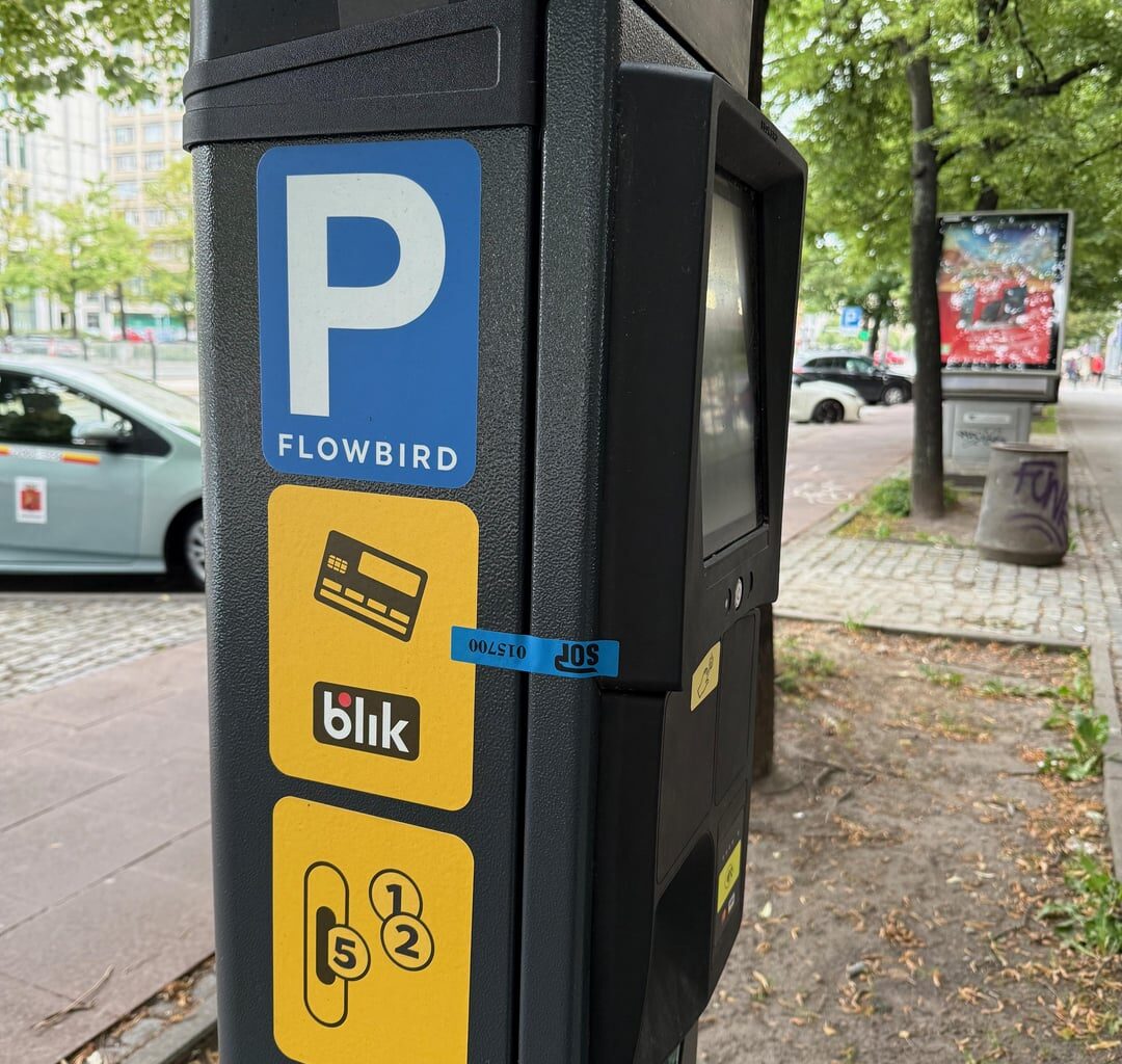 SOP sticker on a parking machine
