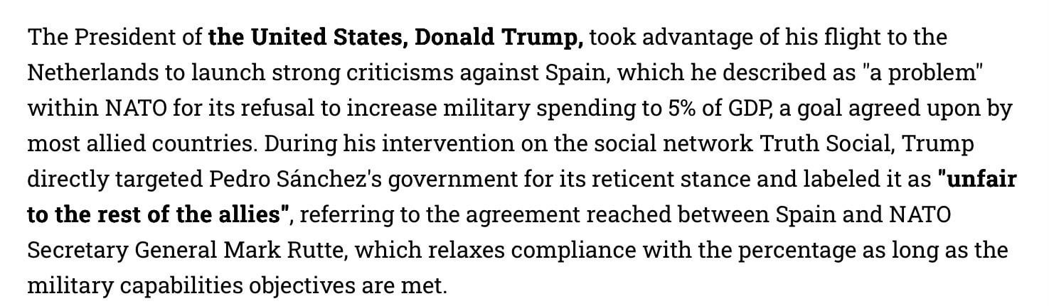 Trump: Spain a problem