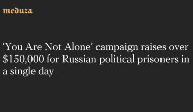 ‘You Are Not Alone’ campaign raises over $150,000 for Russian political prisoners in a single day — Meduza