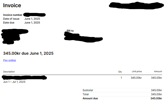 Faktura med 6 timers varsel