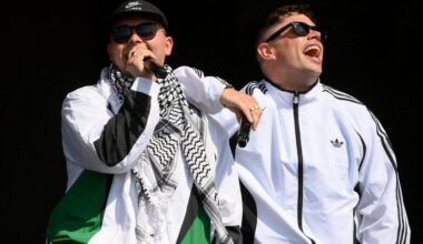 Controversial rappers Kneecap chant 'f**k Starmer' during Glastonbury set