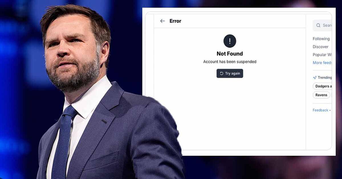 Vance's Bluesky account suspended ten minutes after going live