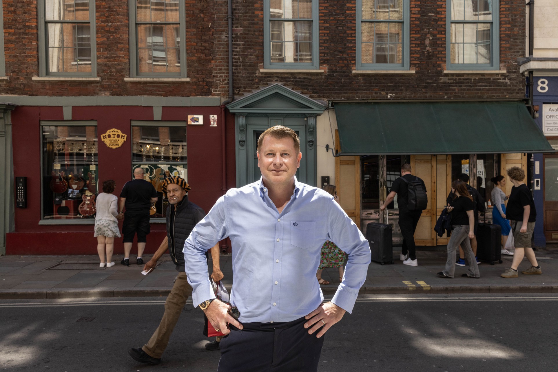 Philip O'Ferrall, CEO of Outernet Global Ltd., on Denmark Street, London.