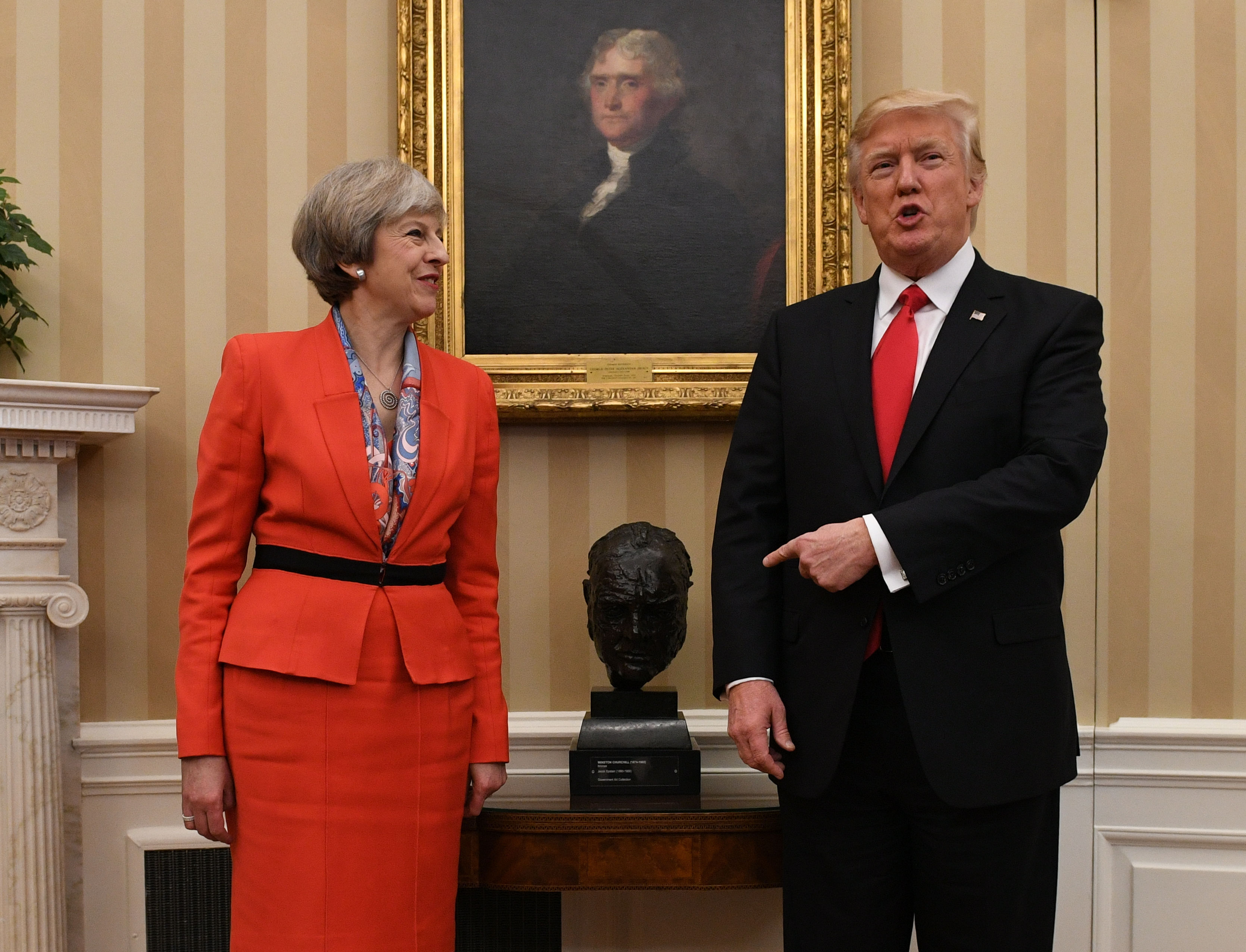 Theresa May and Donald Trump in the Oval Office.