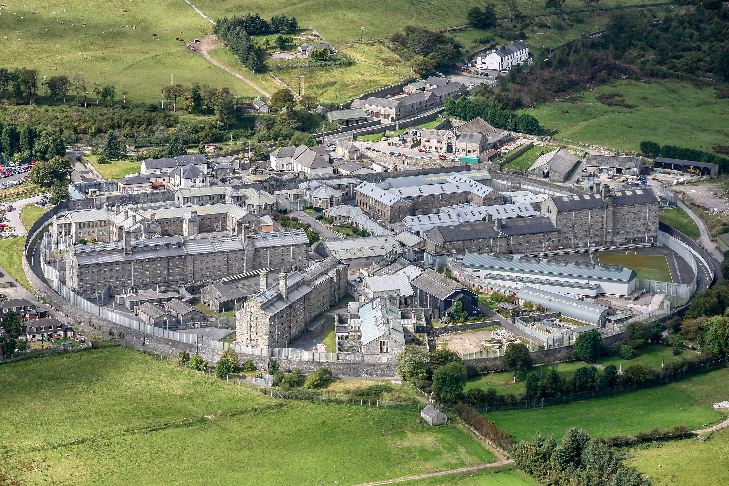 Aerial view of HM Prison Dartmoor in Devon.