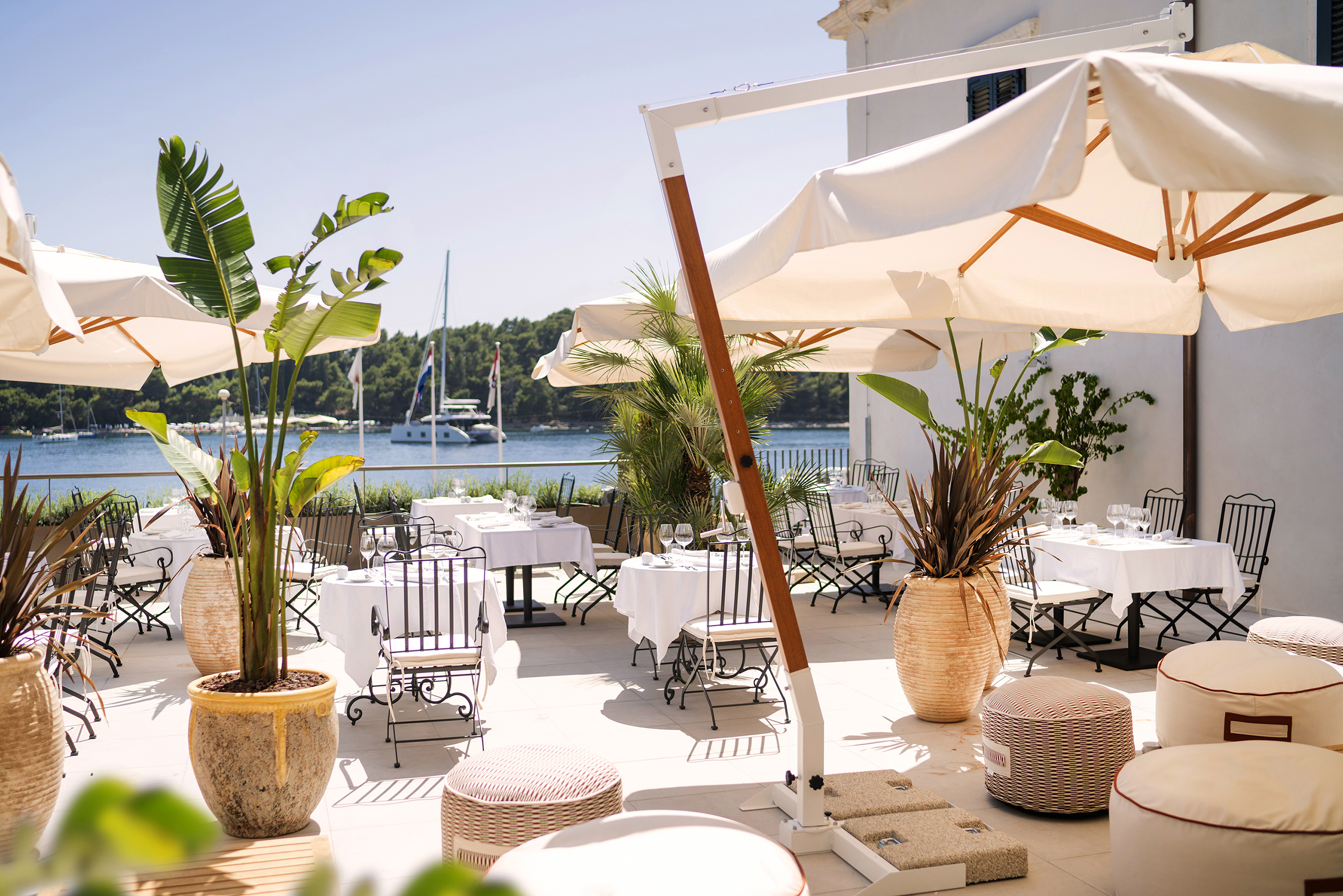 The outdoor dining area at Hotel Supetar Cavtat, Croatia