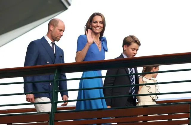 Getty Prince William, Kate Middleton, Prince George, and Princess Charlotte at Wimbledon on July 13, 2025