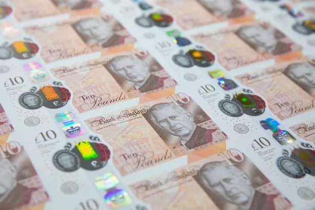 Undated handout photo issued by Bank of England of production of the new King Charles III £10 note.