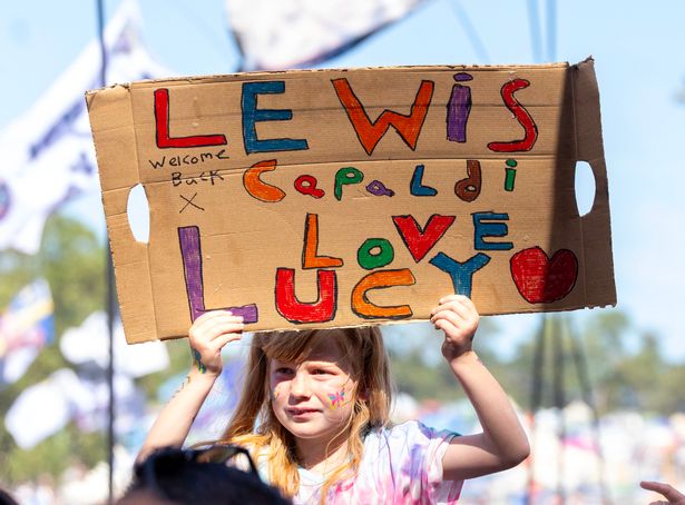 Lewis Capaldi returns to the Pyramid Stage at the 2025 Glastonbury music Festival in Pilton, Somerset