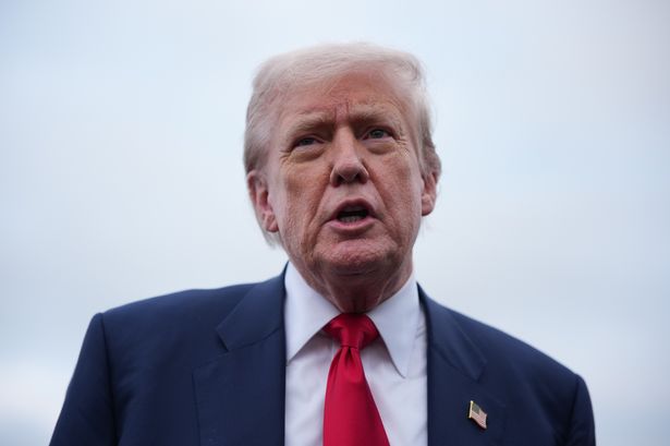 resident Donald Trump speaks to the media as he arrives at Glasgow Prestwick Airport on July 25, 2025