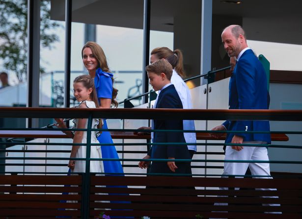 Princess Charlotte, Prince George, with Kate and William walk to Centre Court. 