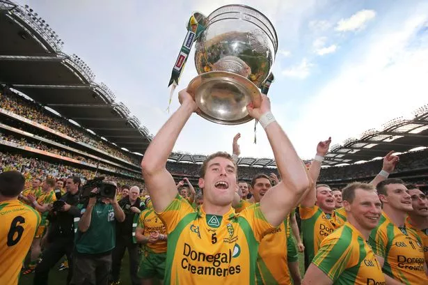 Donegal's Eamon McGee with the Sam Maguire Cup