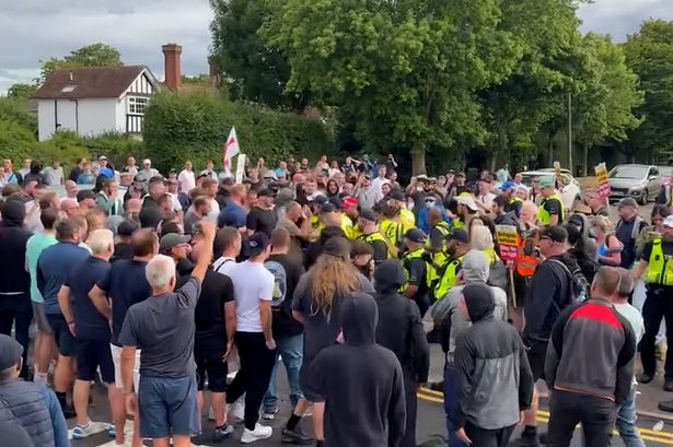 Police and protesters clash at the hotel believed to be housing asylum seekers