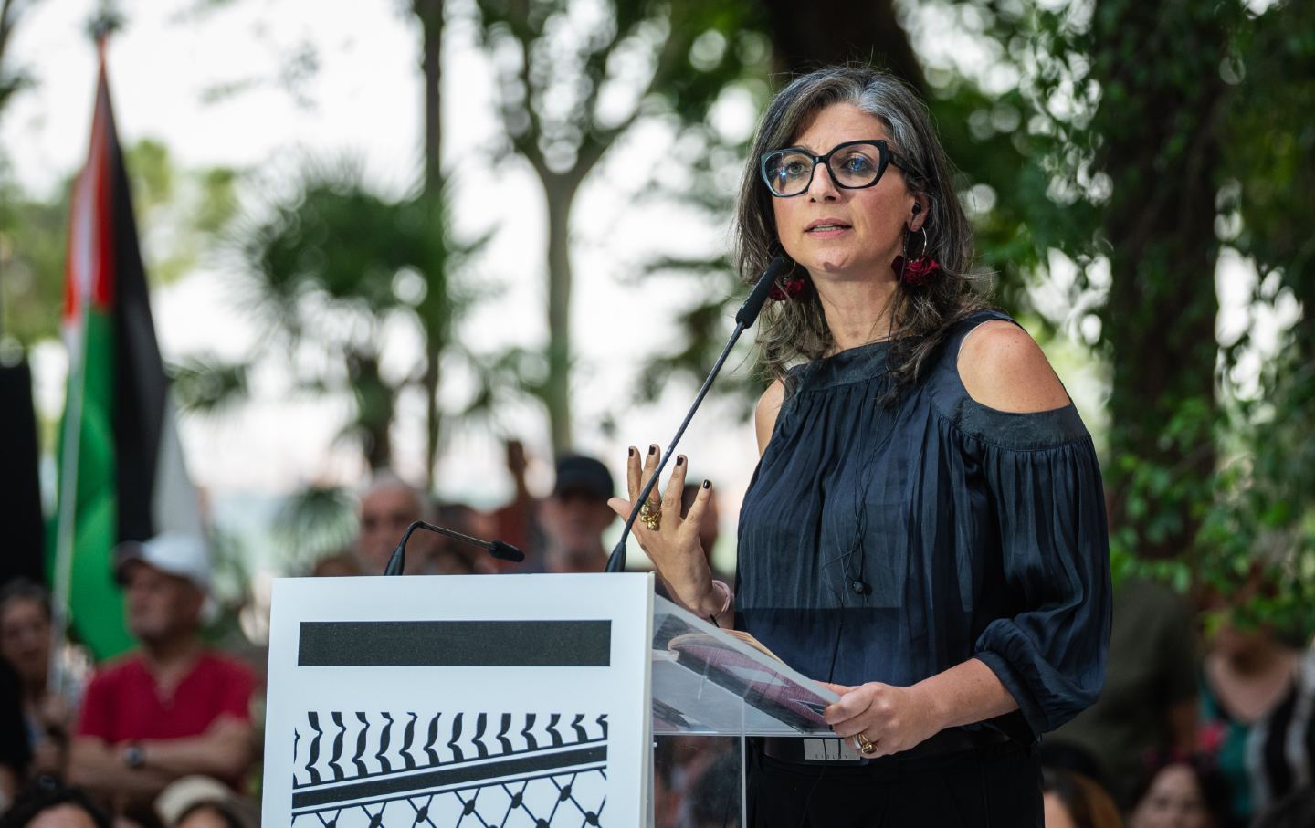 Francesca Albanese speaks at a pro-Palestine event