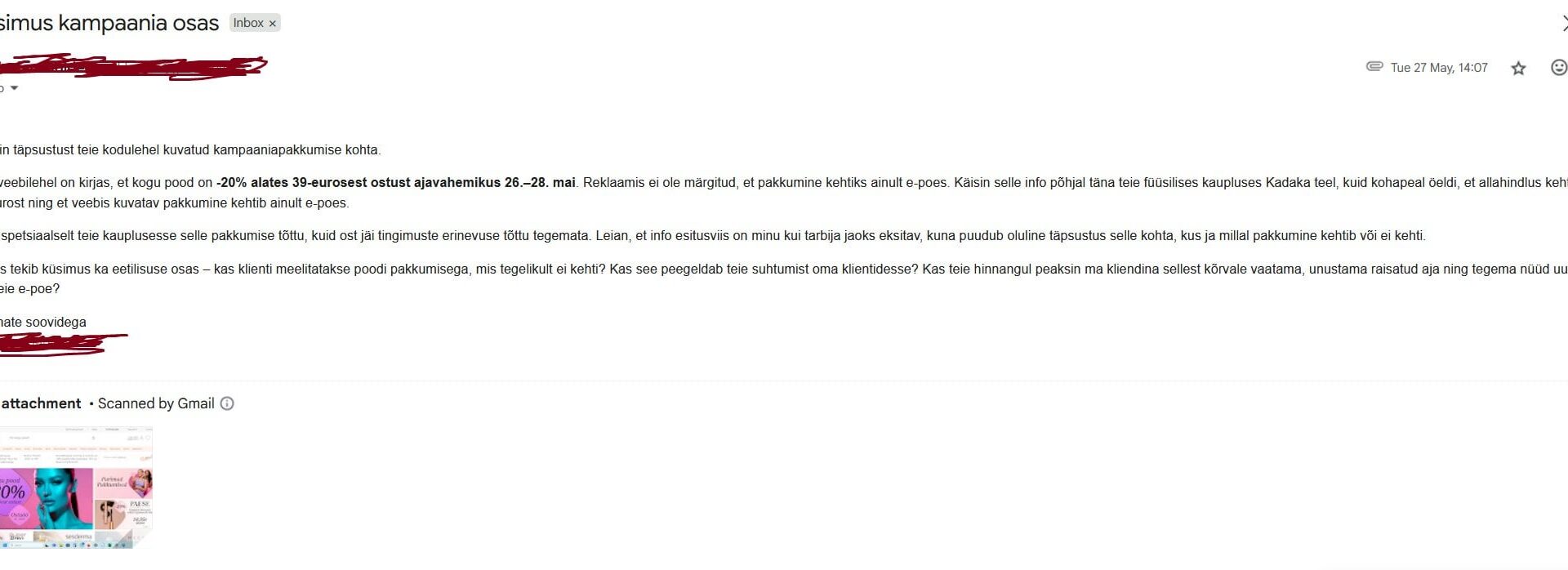 Mactabeauty eksitav reklaam