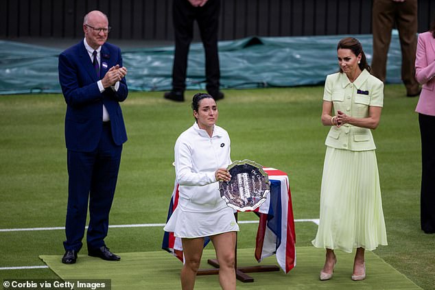 When she was asked what Kate had said to her, she added: 'Same thing after last year. To encourage me to be strong, to come back and win a Grand Slam, win a Wimbledon'