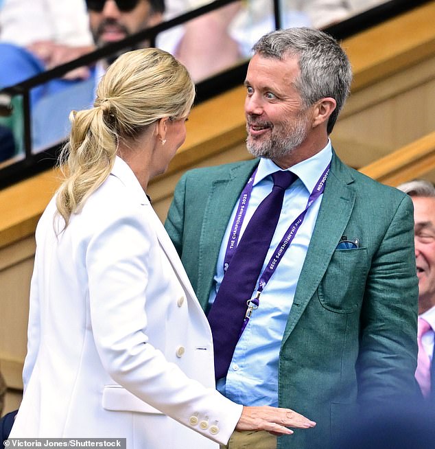 On Monday, he struck up a conversation with Sophie, the wife of Prince Edward , as both shared a warm hug on seeing one another