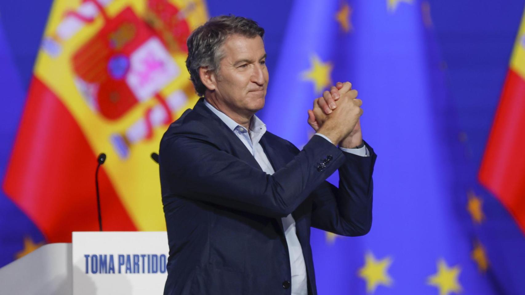 Alberto Núñez Feijóo, este domingo en el acto de clausura del Congreso del PP.
