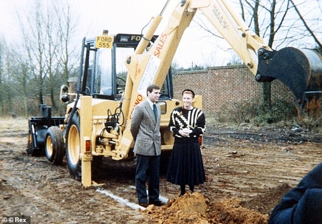 The Duke and Duchess of York at the construction site of their new home, four miles from Royal Lodge where they now reside