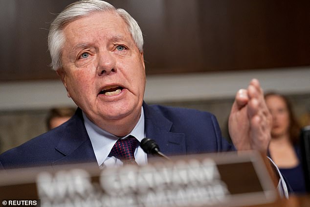 Judiciary Committee Ranking Member U.S. Senator Lindsey Graham (R-SC) speaks at the U.S. Capitol in Washington, U.S., January 31, 2024