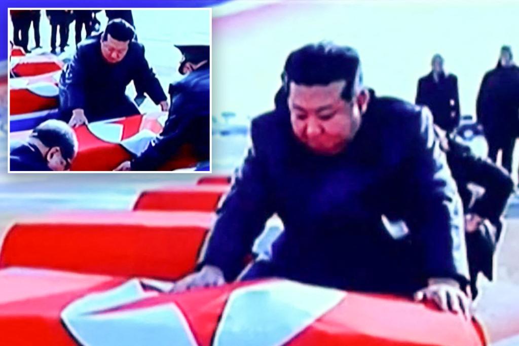 Kim Jong Un weeps over coffin of North Korean soldiers killed fighting for Russia