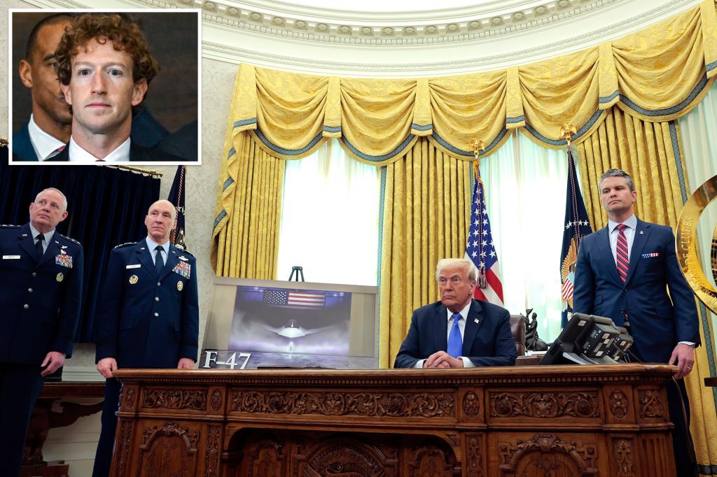 White House denies Mark Zuckerberg was 'asked to leave' Oval Office meeting about F-47 fighter jet