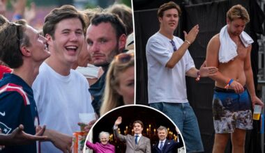 Denmark's Crown Prince Christian, 19, parties with friends at Roskilde Festival