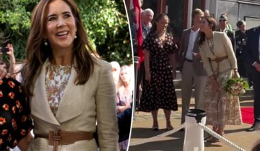 Denmark's Queen Mary rushed indoors over leg pain at royal engagement