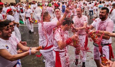 Spain's San Fermin bull-running festival begins with a firework blast looking to 'Free Palestine'