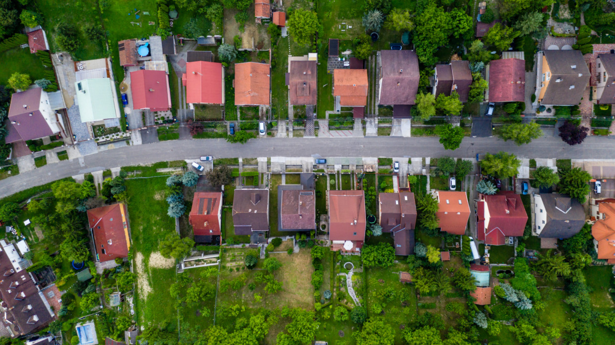 Flying, Summer, Sunset, city, drone view