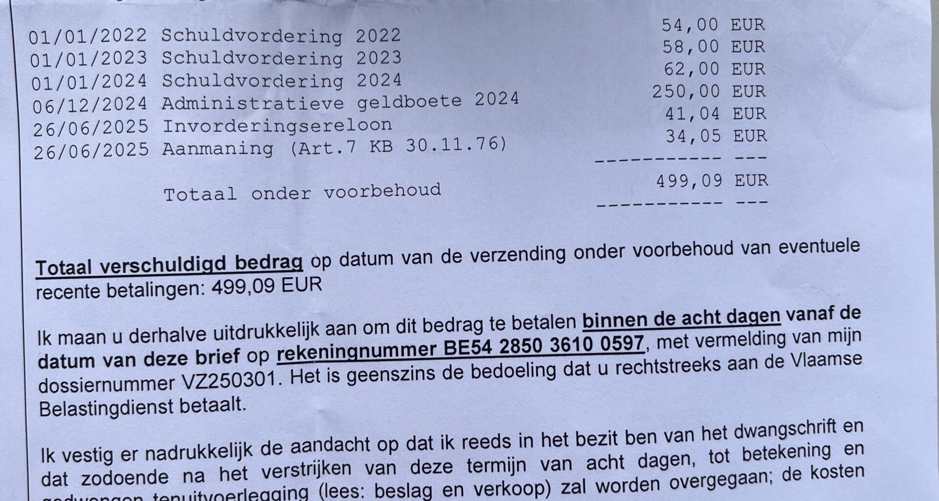 Help with strange letter/fees