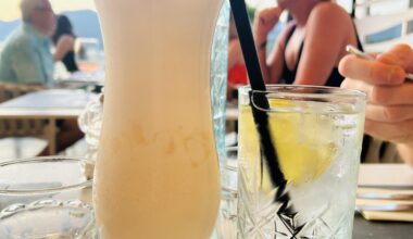 Dubrovnik sunsets and cocktails 🍍🍋 Piña colada for me, vodka lemonade for him — couldn’t ask for more!