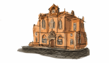 Little digital painting of Newry Town Hall. Me. 2025.