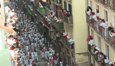 First bull run of San Fermin festival in Pamplona, Spain
