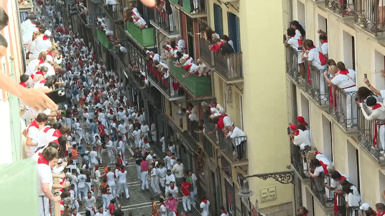 First bull run of San Fermin festival in Pamplona, Spain