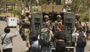 National Guard troops with Humvees back federal agents in immigration sweep of LA park