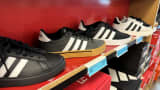 Adidas shoes are displayed at a DSW store on April 29, 2025 in Novato, California. 