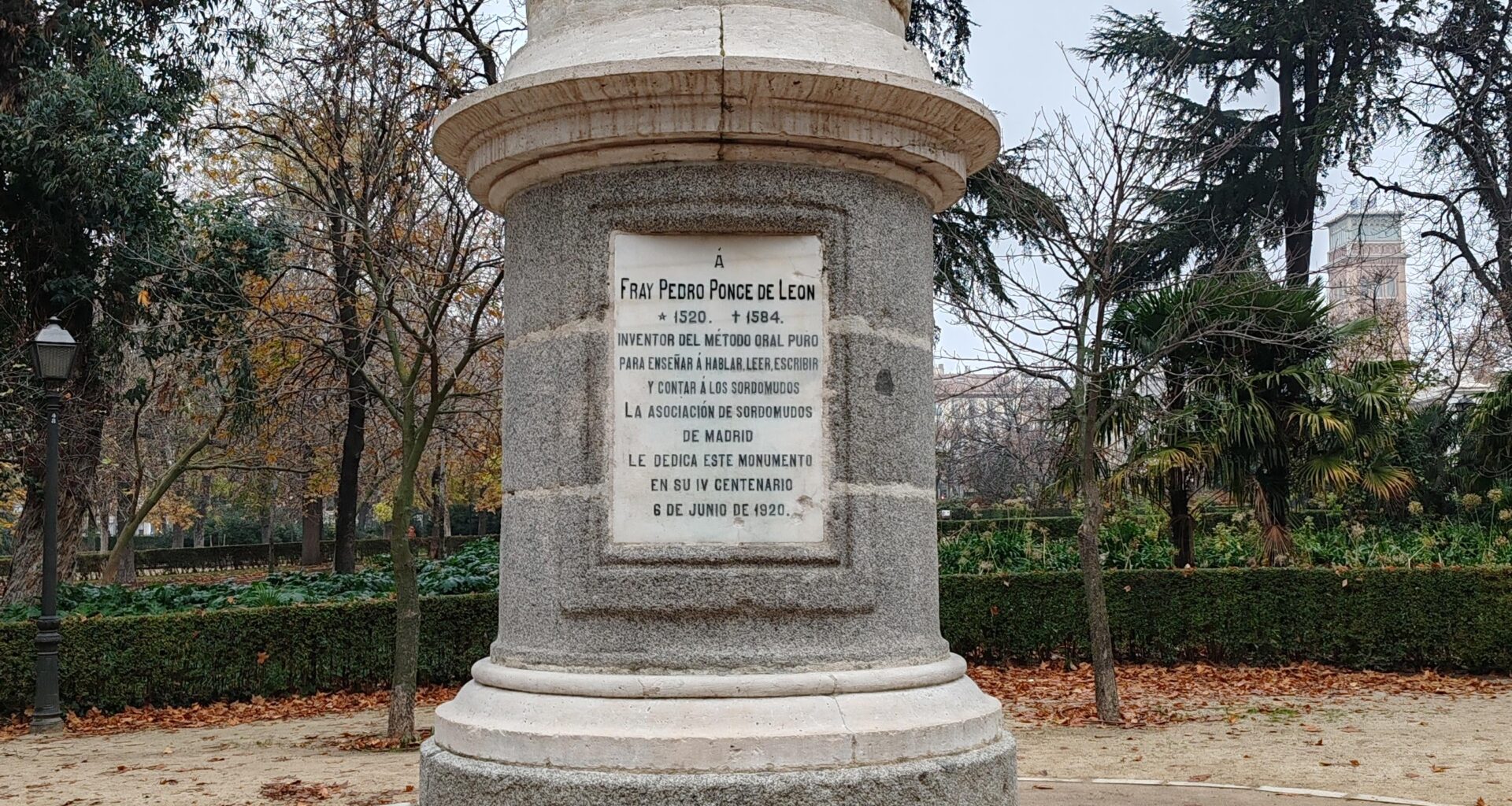 Fray Pedro Ponce de León Memorial,Retiro Park,Madrid. .