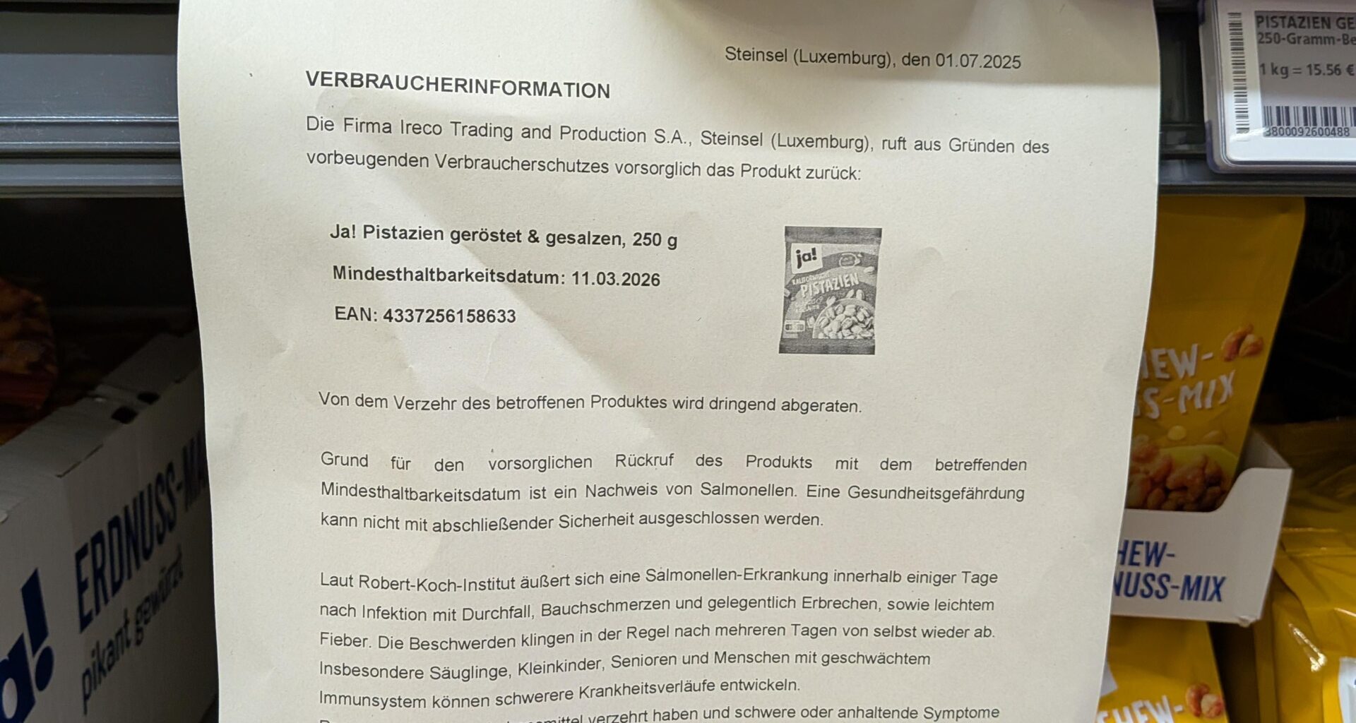 Roasted & salted pistachio Rewe