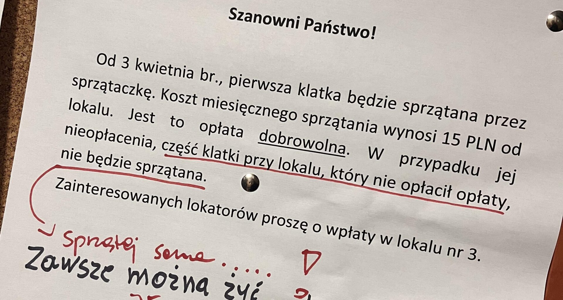 Pay 15 zł or live in filth