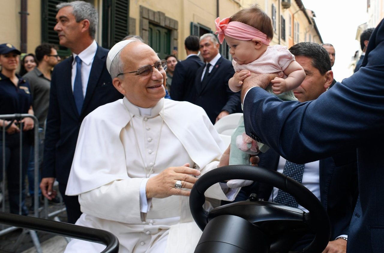 A town in celebration welcomes the Pope