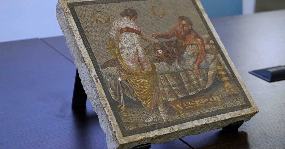 Erotic ancient Roman mosaic stolen during World War II returned to Pompeii