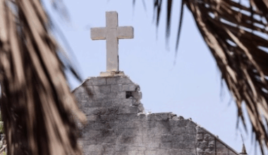 Damaged roof of Holy Family Church