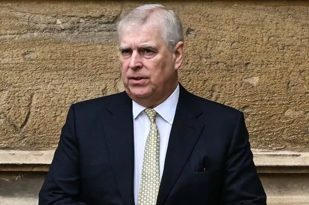 A photo of Prince Andrew standing by a wall 