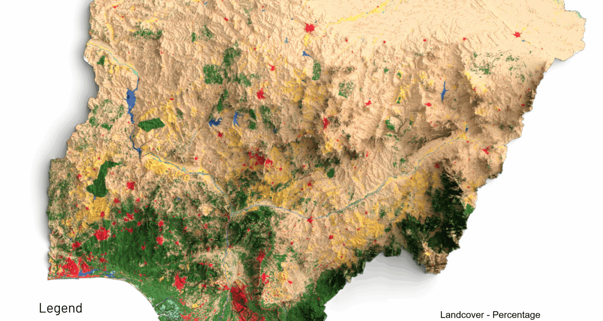 [OC] Map Showing Nigeria Landcover Made Using QGIS And Blender