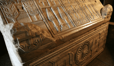 Marble sarcophagus of Kyiv Rus' King Yaroslav the Wise and his wife Queen Ingegerd Olofsdotter of Sweden in Kyiv, Ukraine, 1050 AD