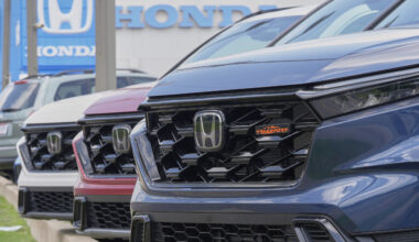 Hondas are pictured at a dealership