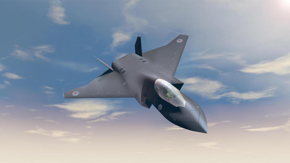 Das Konzept des Kampfjets der Zukunft: die „Tempest“ aus Großbritannien im angedeuteten Sturzflug
