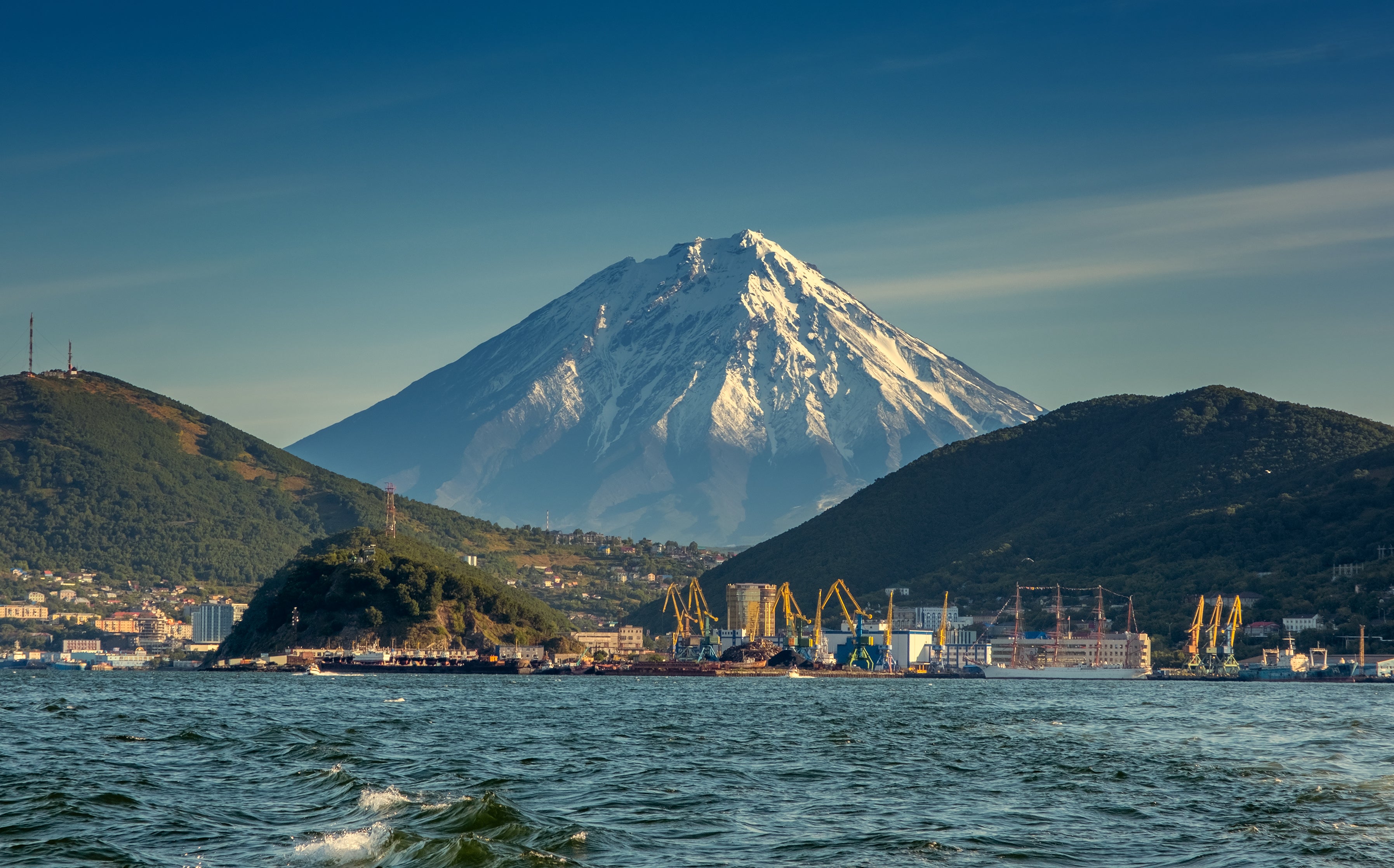View of the city Petropavlovsk-Kamchatsky on the Kamchatka Peninsula