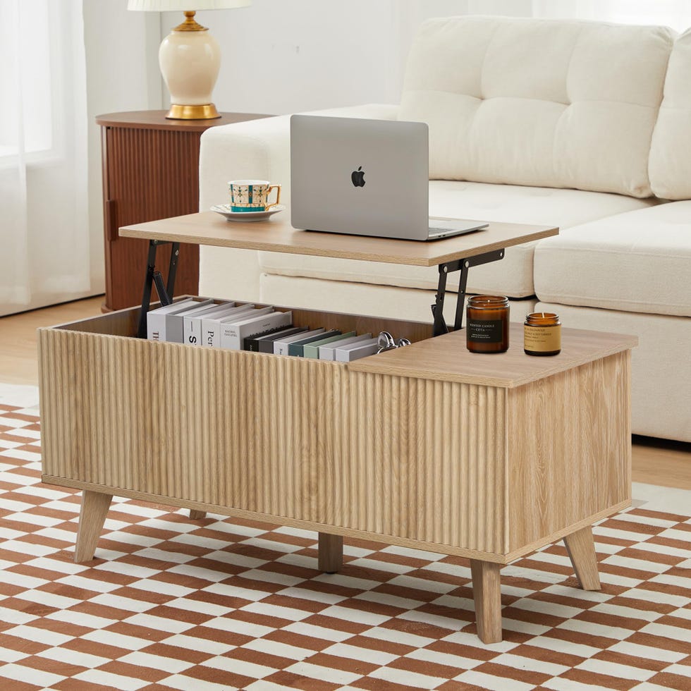 Wooden Fluted Lift Top Coffee Table